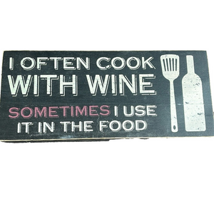 black wooden wine cooking decorative kitchen sign